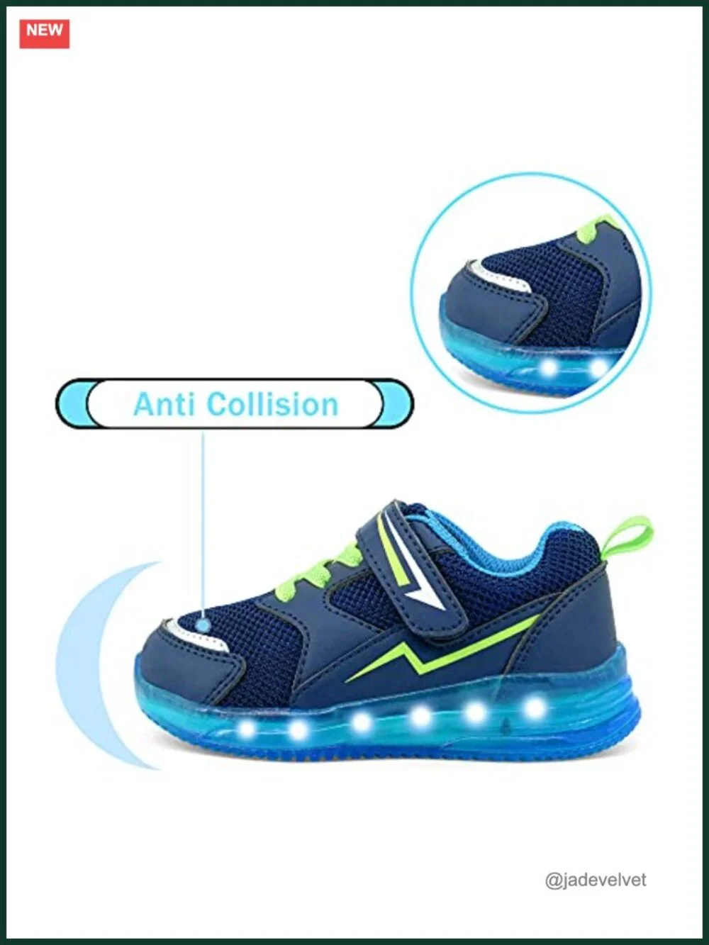 Toddler Light Up LED Sneakers Breathable Mesh Hook & Loop Closure Boys Girls